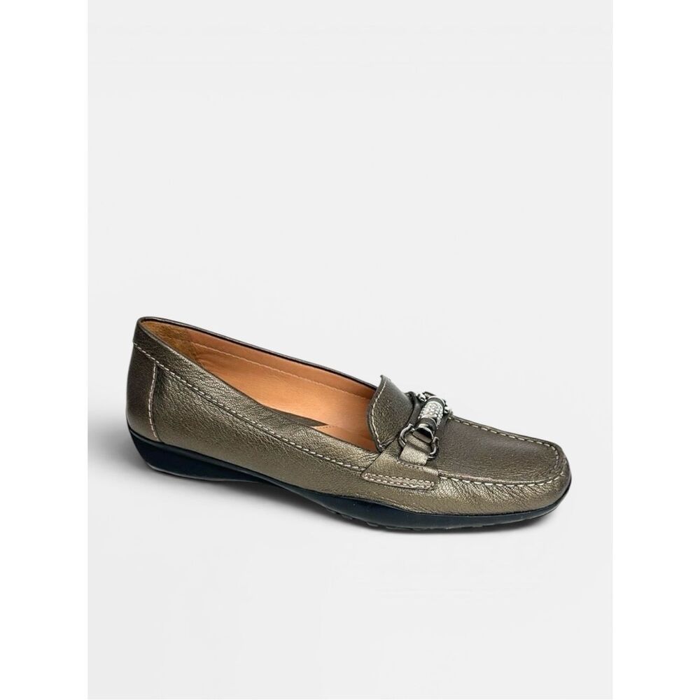 NWT Geox Respira Leather Rhinestone Detail Shoe Loafer Slip on US 9,5 EU 39,5